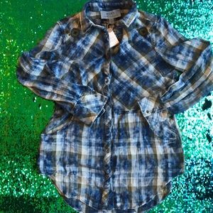 Ryan Michael snap front shirt with embroidery